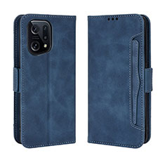 Custodia Portafoglio In Pelle Cover con Supporto BY3 per Oppo Find X5 5G Blu