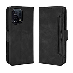 Custodia Portafoglio In Pelle Cover con Supporto BY3 per Oppo Find X5 5G Nero