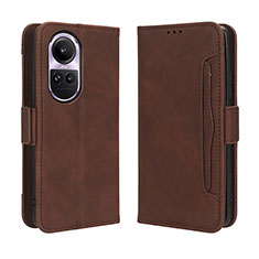 Custodia Portafoglio In Pelle Cover con Supporto BY3 per Oppo Reno10 Pro 5G Marrone