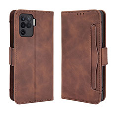 Custodia Portafoglio In Pelle Cover con Supporto BY3 per Oppo Reno5 Lite Marrone