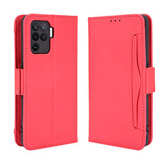 Custodia Portafoglio In Pelle Cover con Supporto BY3 per Oppo Reno5 Lite Rosso