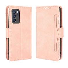 Custodia Portafoglio In Pelle Cover con Supporto BY3 per Oppo Reno6 Pro 5G India Rosa