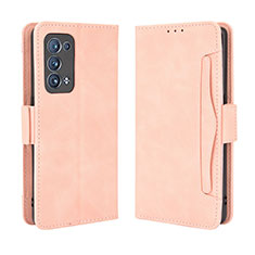 Custodia Portafoglio In Pelle Cover con Supporto BY3 per Oppo Reno6 Pro+ Plus 5G Rosa