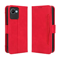 Custodia Portafoglio In Pelle Cover con Supporto BY3 per Realme C30s Rosso