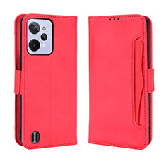 Custodia Portafoglio In Pelle Cover con Supporto BY3 per Realme C31 Rosso