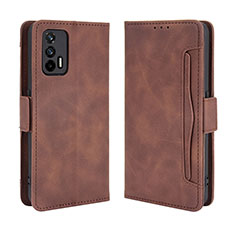 Custodia Portafoglio In Pelle Cover con Supporto BY3 per Realme GT Neo 5G Marrone