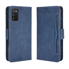 Custodia Portafoglio In Pelle Cover con Supporto BY3 per Samsung Galaxy A03s Blu