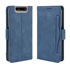 Custodia Portafoglio In Pelle Cover con Supporto BY3 per Samsung Galaxy A80 Blu