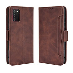 Custodia Portafoglio In Pelle Cover con Supporto BY3 per Samsung Galaxy F02S SM-E025F Marrone