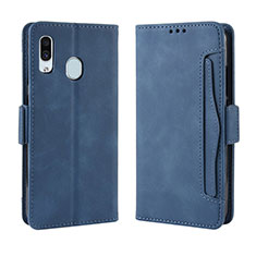 Custodia Portafoglio In Pelle Cover con Supporto BY3 per Samsung Galaxy M10S Blu