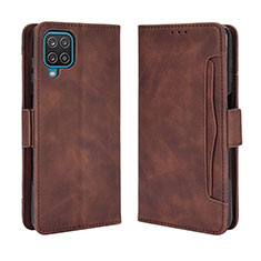 Custodia Portafoglio In Pelle Cover con Supporto BY3 per Samsung Galaxy M12 Marrone