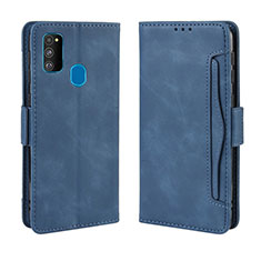 Custodia Portafoglio In Pelle Cover con Supporto BY3 per Samsung Galaxy M21 Blu