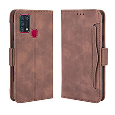 Custodia Portafoglio In Pelle Cover con Supporto BY3 per Samsung Galaxy M31 Marrone