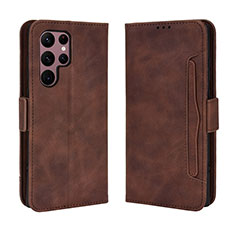 Custodia Portafoglio In Pelle Cover con Supporto BY3 per Samsung Galaxy S22 Ultra 5G Marrone