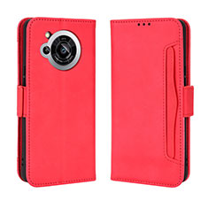 Custodia Portafoglio In Pelle Cover con Supporto BY3 per Sharp Aquos R7 Rosso