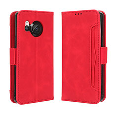 Custodia Portafoglio In Pelle Cover con Supporto BY3 per Sharp Aquos R8s Rosso
