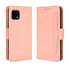 Custodia Portafoglio In Pelle Cover con Supporto BY3 per Sharp Aquos Sense4 Basic Rosa