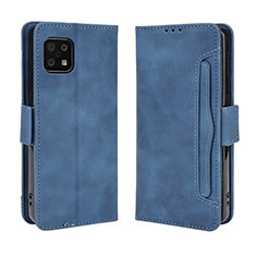 Custodia Portafoglio In Pelle Cover con Supporto BY3 per Sharp Aquos Sense6s Blu