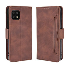 Custodia Portafoglio In Pelle Cover con Supporto BY3 per Sharp Aquos Sense6s Marrone