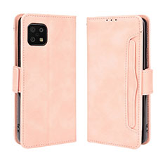 Custodia Portafoglio In Pelle Cover con Supporto BY3 per Sharp Aquos Sense6s Rosa