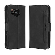 Custodia Portafoglio In Pelle Cover con Supporto BY3 per Sharp Aquos Sense7 Plus Nero