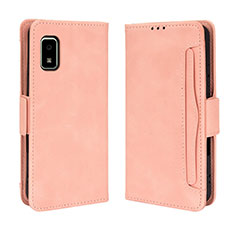 Custodia Portafoglio In Pelle Cover con Supporto BY3 per Sharp Aquos wish2 Rosa