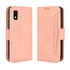 Custodia Portafoglio In Pelle Cover con Supporto BY3 per Sharp Aquos wish3 Rosa