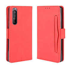 Custodia Portafoglio In Pelle Cover con Supporto BY3 per Sony Xperia 1 II Rosso