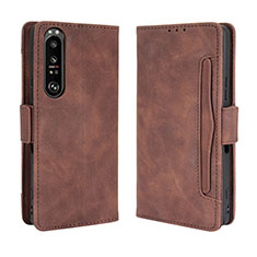 Custodia Portafoglio In Pelle Cover con Supporto BY3 per Sony Xperia 1 III Marrone