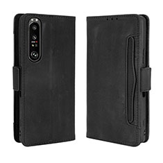 Custodia Portafoglio In Pelle Cover con Supporto BY3 per Sony Xperia 1 III Nero