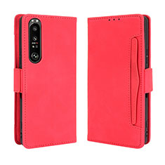 Custodia Portafoglio In Pelle Cover con Supporto BY3 per Sony Xperia 1 III Rosso