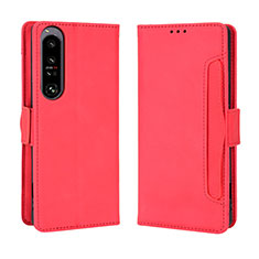 Custodia Portafoglio In Pelle Cover con Supporto BY3 per Sony Xperia 1 IV Rosso