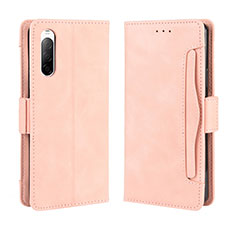 Custodia Portafoglio In Pelle Cover con Supporto BY3 per Sony Xperia 10 II Rosa