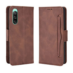 Custodia Portafoglio In Pelle Cover con Supporto BY3 per Sony Xperia 10 IV SO-52C Marrone