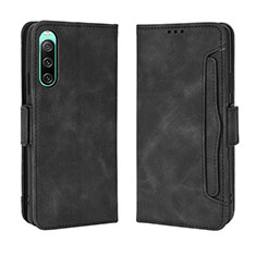 Custodia Portafoglio In Pelle Cover con Supporto BY3 per Sony Xperia 10 V Nero