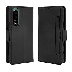 Custodia Portafoglio In Pelle Cover con Supporto BY3 per Sony Xperia 5 III SO-53B Nero