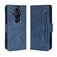 Custodia Portafoglio In Pelle Cover con Supporto BY3 per Sony Xperia PRO-I Blu