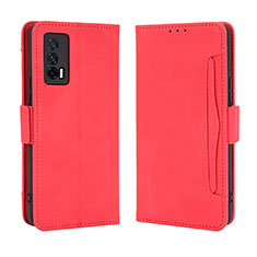 Custodia Portafoglio In Pelle Cover con Supporto BY3 per Vivo iQOO 7 India 5G Rosso