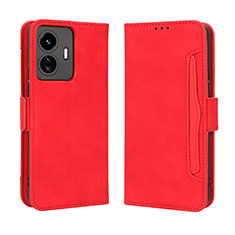 Custodia Portafoglio In Pelle Cover con Supporto BY3 per Vivo iQOO Z6 Lite 5G Rosso