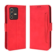 Custodia Portafoglio In Pelle Cover con Supporto BY3 per Vivo V23 Pro 5G Rosso