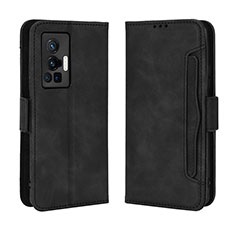 Custodia Portafoglio In Pelle Cover con Supporto BY3 per Vivo X70 Pro 5G Nero