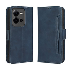 Custodia Portafoglio In Pelle Cover con Supporto BY3 per Vivo X80 Lite 5G Blu