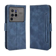 Custodia Portafoglio In Pelle Cover con Supporto BY3 per Vivo X80 Pro 5G Blu