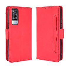 Custodia Portafoglio In Pelle Cover con Supporto BY3 per Vivo Y53s NFC Rosso