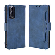 Custodia Portafoglio In Pelle Cover con Supporto BY3 per Vivo Y75s 5G Blu