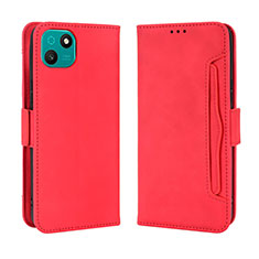 Custodia Portafoglio In Pelle Cover con Supporto BY3 per Wiko T10 Rosso