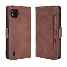 Custodia Portafoglio In Pelle Cover con Supporto BY3 per Wiko Y62 Marrone