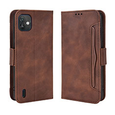 Custodia Portafoglio In Pelle Cover con Supporto BY3 per Wiko Y82 Marrone