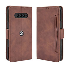 Custodia Portafoglio In Pelle Cover con Supporto BY3 per Xiaomi Black Shark 4 5G Marrone