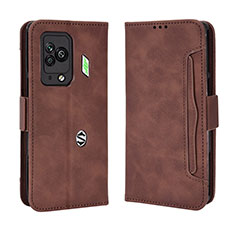 Custodia Portafoglio In Pelle Cover con Supporto BY3 per Xiaomi Black Shark 5 Pro 5G Marrone